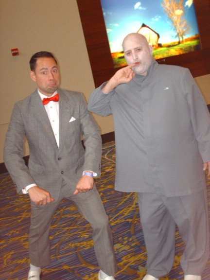 peewee herman dr doctor evil austin powers posing at cosplay des moines iowa comic con 2015