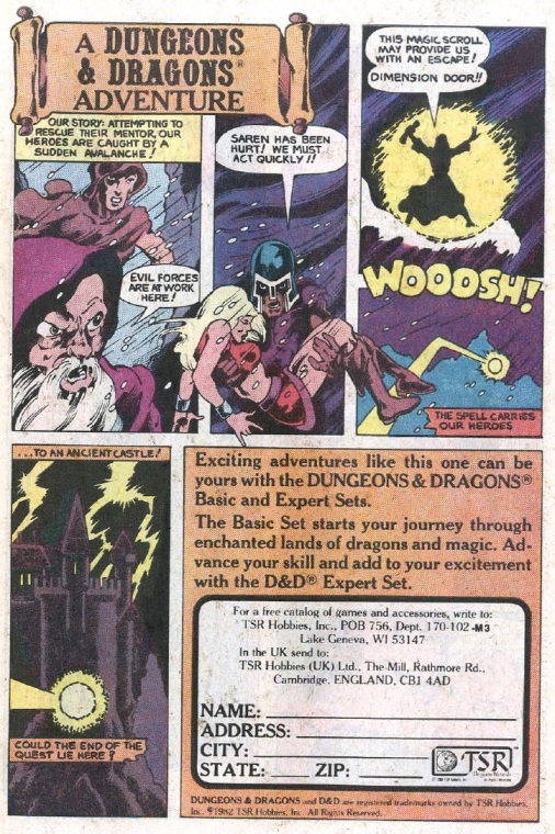 storm castle dimension door dungeons and dragons comic book ad