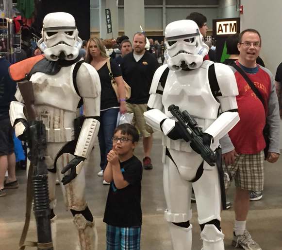 star wars storm trooper posing at cosplay des moines iowa comic con 2015